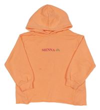 Neonově oranžová mikina s nápisem a kapucí Zara