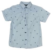 Světlemodro-bílá pruhovaná košile s palmami Primark