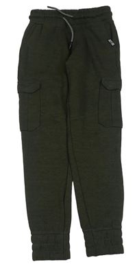 Khaki melírované cargo tepláky 