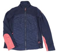 Tmavomodro-růžová propínací funkční mikina se šusťákovými prvky Decathlon