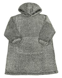 Šedá huňatá oversize mikina s kapucí Tu