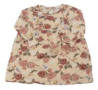 Růžové květované šaty s volánky H&M