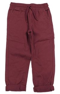 Vínové plátěné slim kalhoty Denim Co.