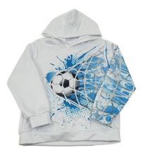 Bílo-modrá mikina s míčem a kapucí 