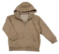 Hnědá propínací mikina s nápisem a kapucí Dunnes