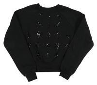 Černá crop mikina s flitry H&M