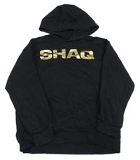 Černo-zlatá mikina s basketbalistou a kapucí 