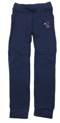 Tmavomodré žebrované tepláky s hvězdami 