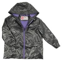 Tmavošedá lesklá voděodolná lehce zateplená bunda s kapucí Pocopiano