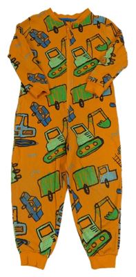 Oranžový teplákový overal s bagry George