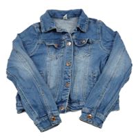 Modrá riflová crop bunda Yigga