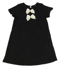 Černé žebrované šaty s mašlemi H&M