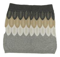 Šedo-bílo-béžová úpletová sukně s listy H&M