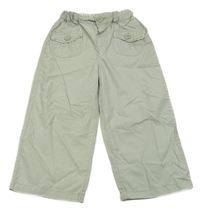 Šedozelené plátěné kalhoty 