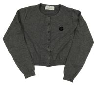 Tmavošedý propínací crop svetr s 3D květem H&M