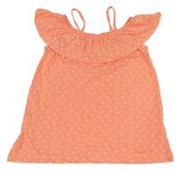 Neonově korálový top s mušlemi a volánkem Yigga