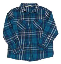 Petrolejovo-tmavomodro-bílá kostkovaná košile H&M
