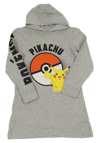 Šedá šatová mikina s Pikachu a kapucí 