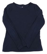 Tmavomodré elastické triko H&M