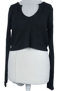 Dámské černé žebrované crop triko MissGuided 