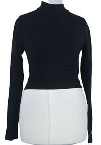 Dámské černé crop triko se stojáčkem Boohoo