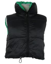 Dámská černá/zelená šusťáková zateplená crop vesta Cameo Rose 