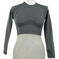 Dámské šedé sportovní elastické crop triko 