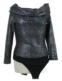 Dámské černo-barevné třpytivé body s lodičkovým výstřihem Zara 