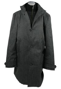 Pánský tmavošedý šusťákový jarní kabát s černou vsadkou RJR 