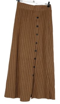 Dámská rezavá pruhovaná žebrovaná pletená dlouhá sukně Shein 