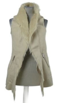 Dámská béžová semišová vesta s kožíškem Peacocks 