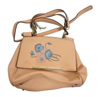 Dámská broskovová koženková kabelka s květy Dune 