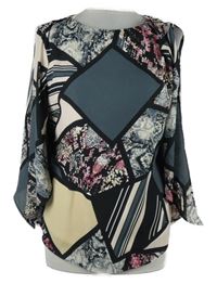 Dámská šedo-černo-vzorovaná halenka Dorothy Perkins 