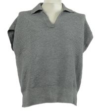 Dámská šedá žebrovaná svetrová vesta Et Vous 