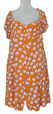 Dámské oranžové kytičkované šaty Primark 