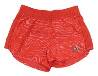 Tmavorůžové vzorované šusťákové kraťasy s logem Adidas