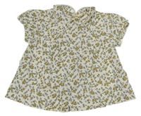 Bílá kytičkovaná plátěná tunika Little Cotton Clothes 