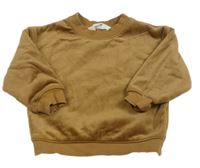 Hnědá žebrovaná sametová teplá mikina H&M