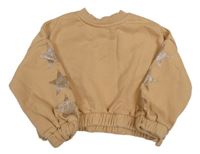 Béžová crop mikina s hvězdami 