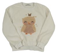 Bílá chlupatá mikina se sovičkou zn. C&A