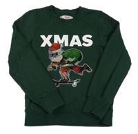 Tmavozelená mikina se Santa Clausem C&A