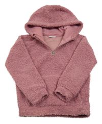 Růžová huňatá mikina s kapucí Matalan