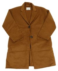 Hnědý vlněný kabát Zara