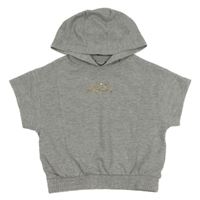 Šedá crop tepláková vesta s nápisem a kapucí Zara