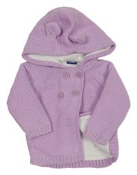 Fialový podšitý propínací svetr s kapucí Lupilu