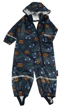 Tmavomodrá neprokomavá kombinéza se zvířátky a kapucí Lupilu
