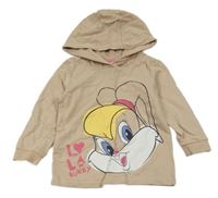 Béžová mikina s králíčkem a kapucí 