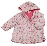 Světlerůžová nepromokavá jarní bunda s obrázky a kapucí Ergee