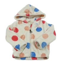 Bílá puntíkatá chlupatá propínací mikina s kapucí roxy