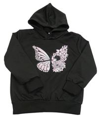 Černá sportovní mikina s motýlkem a kapucí 